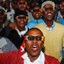 South African soccer supporters view a 3D soccer film during the launch of the South Africa FIFA World Cup Trophy Tour in Khayelitsha, Cape Town, South Africa 07 May 2010. The FIFA World Cup Trophy Tour of South Africa kicked off in Khayelitsha and will travel from 7 May to 6 June through 38 cities and towns across all nine provinces of South Africa giving the public the chance to view and photograph the trophy.  