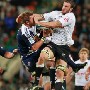 epa02987783 YEARENDER 2011 APRIL<br />Sharks lock Ross Skeate (C-R) vies for the ball with Stormers eightman Duane Vermeulen (C-L) during their Super Rugby match in Cape Town, South Africa, 30 April 2011.  EPA/NIC BOTHMA